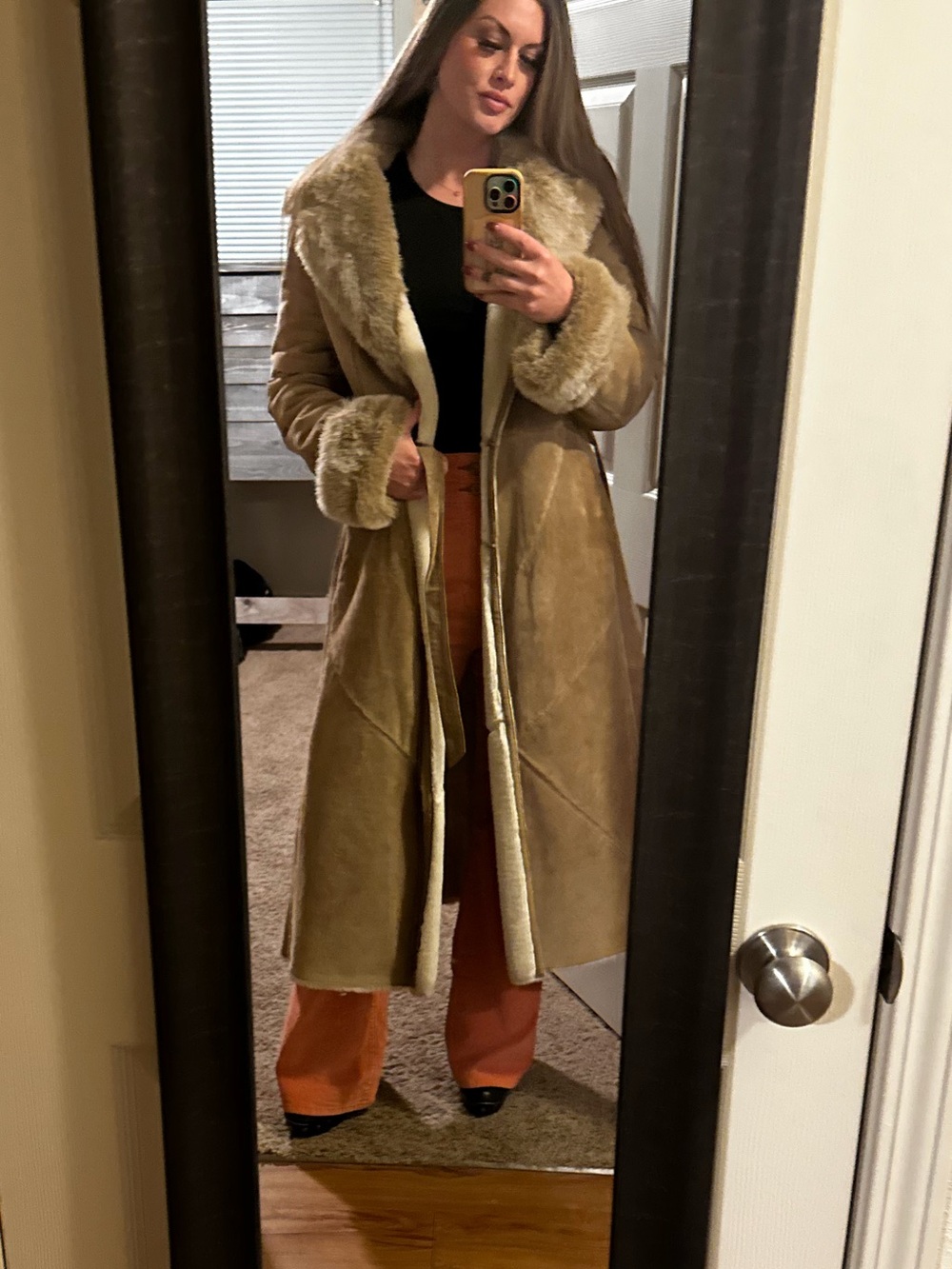 Jones New York Camel Faux-Shearling Trench Coat